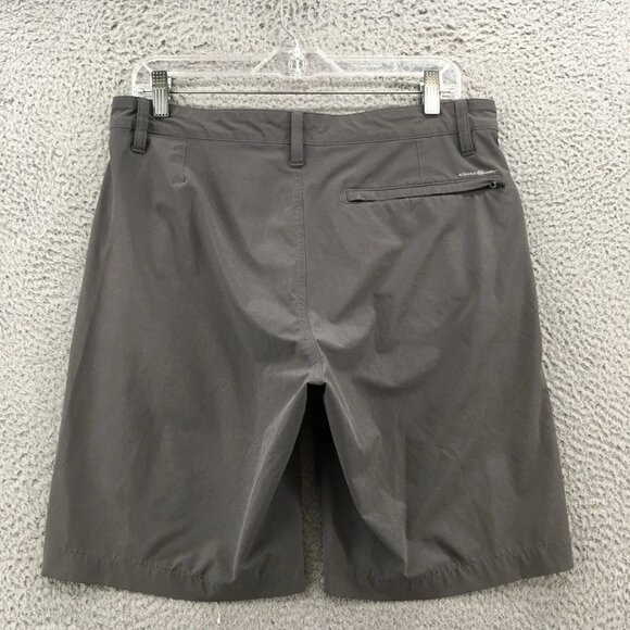 Eddie Bauer Flexion Chino Shorts Mens 32 (actual 33x9.5) Gray Mid Rise Zip Fly - Picture 6 of 16